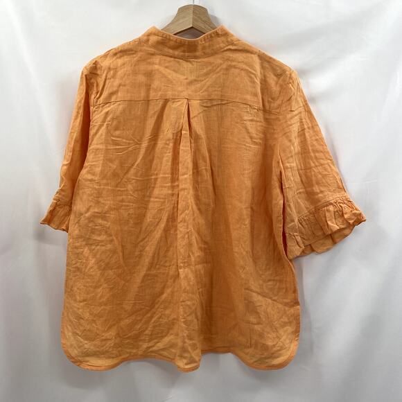 SLEEPER Orange Linen Button Down Top - Picture 6 of 10